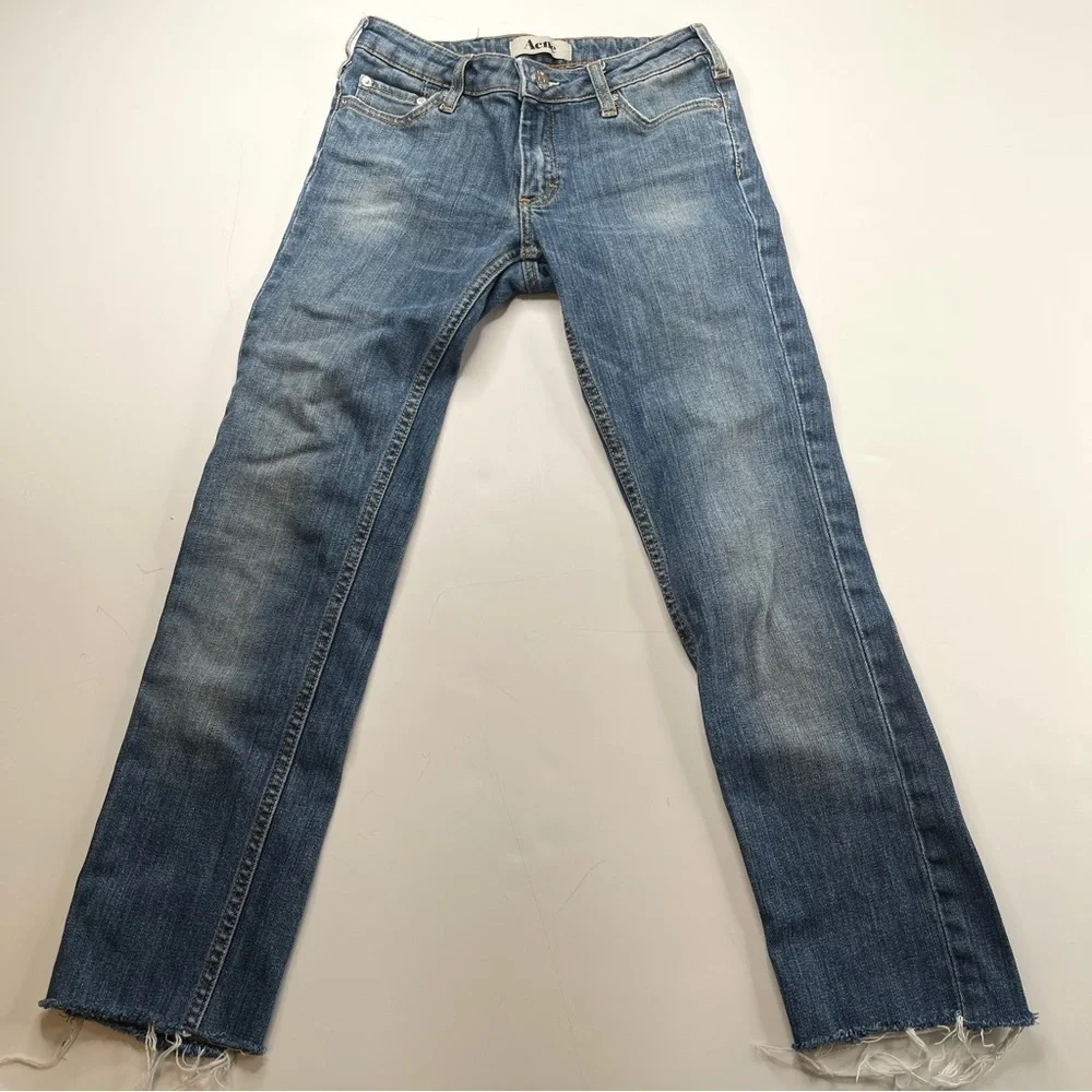 Acne Studios Kex Jeans Le Blue Cropped Raw Hem Size 27